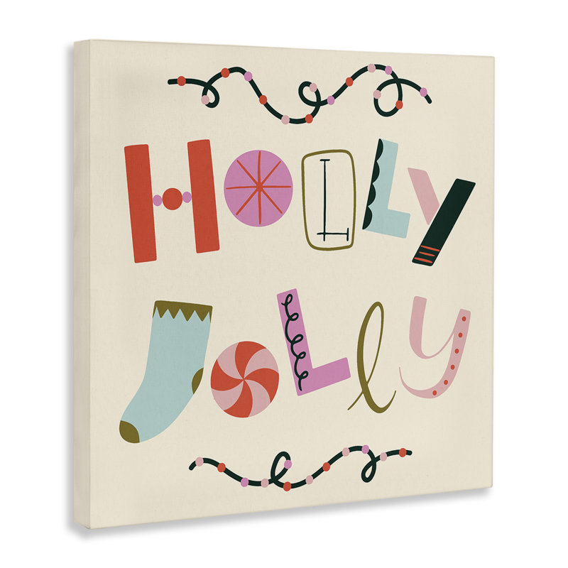 Holly Jolly, toile éclectique des Fêtes, design par Sazerelli Designs, 30" H x 30" W