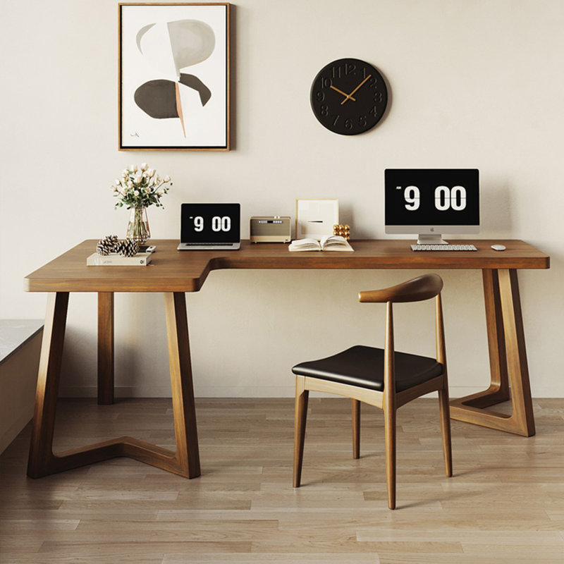 Nut-Brown Rectangular Solid Wood Desk | Stylish & Durable