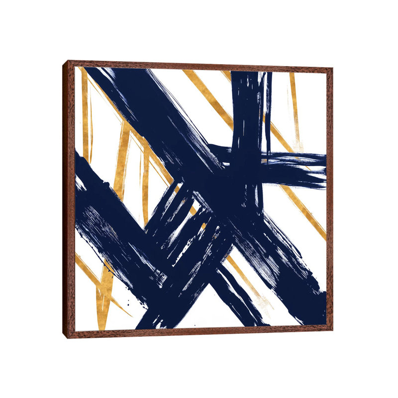 Strokes III by Megan Morris - Print on Canvas, 45.72cm H x 45.72cm W x 3.81cm D, Classic Brown Wood Floater Framed