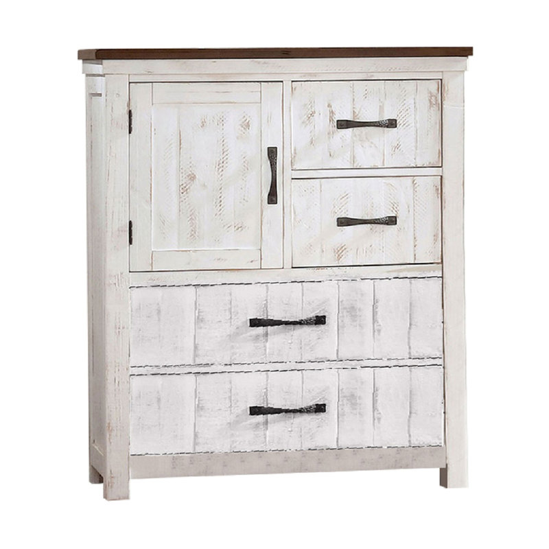 Commode 4 tiroirs l 38,35 po blanc vieilli