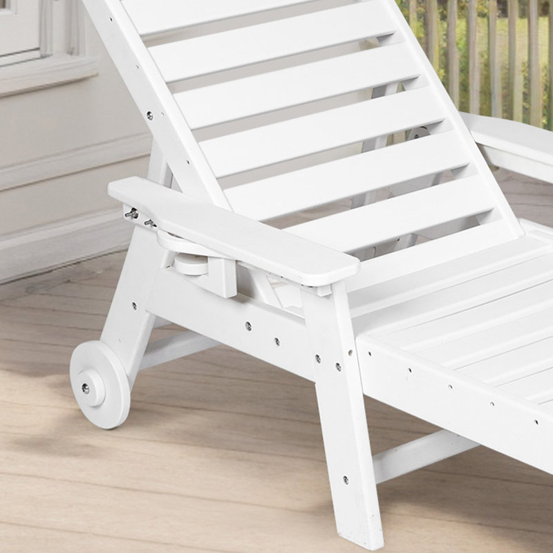 Chaise longue d'extérieur avec roulettes, Blanc