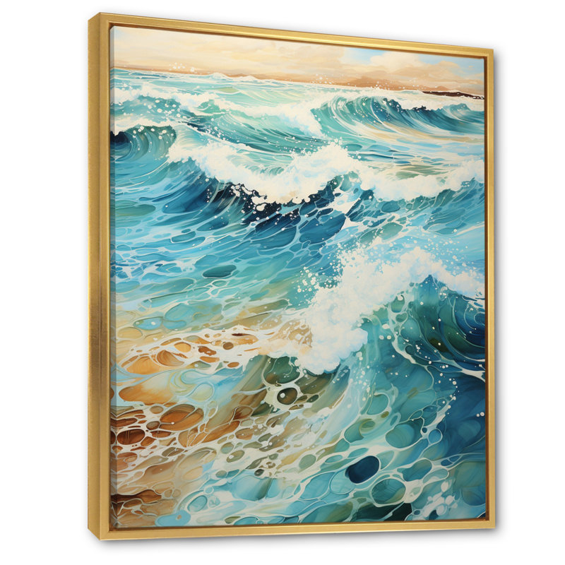 «Bladen Beach Photo Oceanic Rhythms X», reproduction sur toile, Cadre flottant doré, H 40 po x l 30 po x P 1,5 po