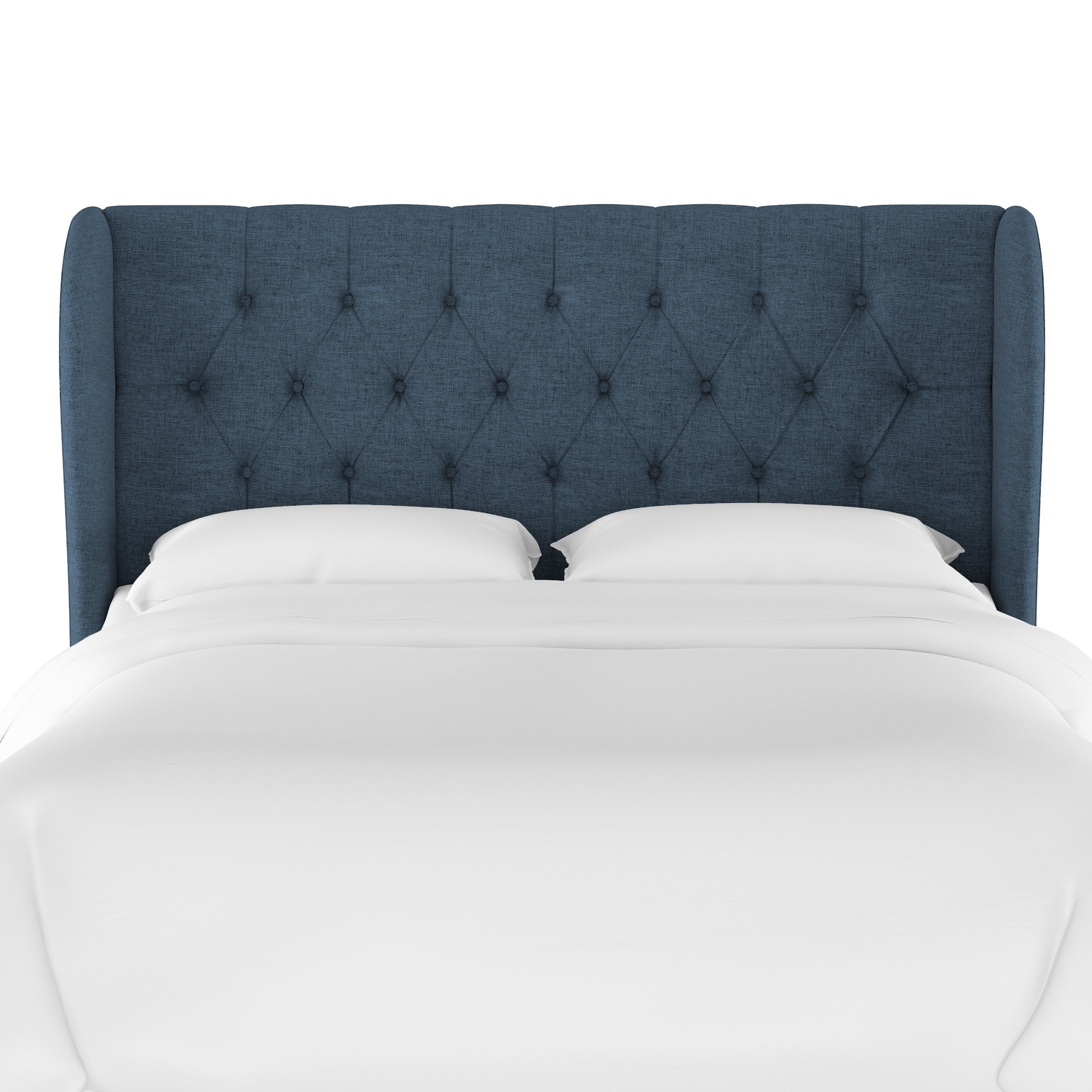 Tomey Upholstered Headboard, Zuma Navy Textured Linen, Queen