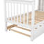 Lit superposé simple au-dessus de simple en bois massif avec lit gigogne et tablettes de rangement latérales-840190358