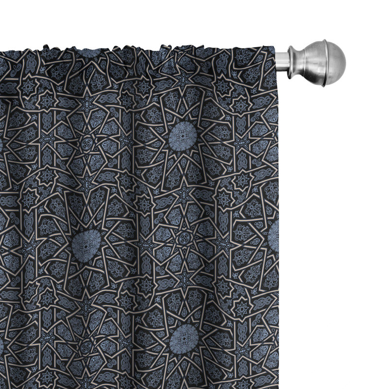 Moroccan Geometric Semi-Sheer Rod Pocket Curtain Panels, 28" x 95"