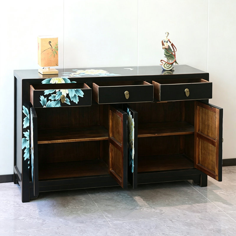 New Chinese Style Solid Wood Entryway Cabinet