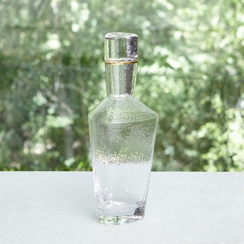 Hammered Decanter-Clear w/Gold Rim