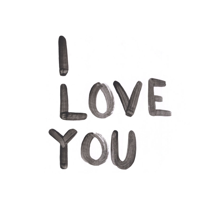 «I Love You 2», art textuel sur toile tendue, H 8 po x l 12 po