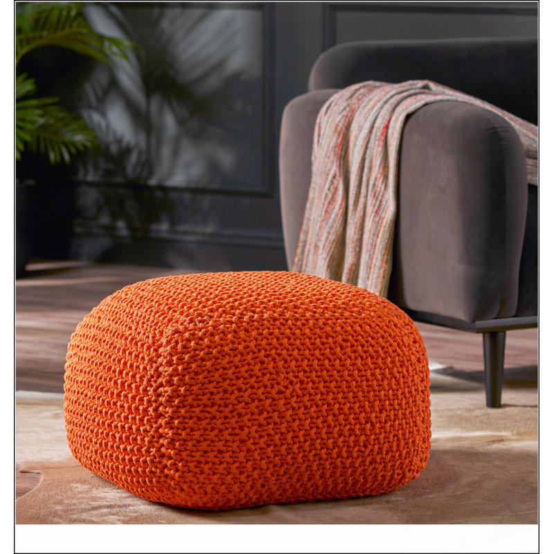 Pouf en coton Hollis, Orange