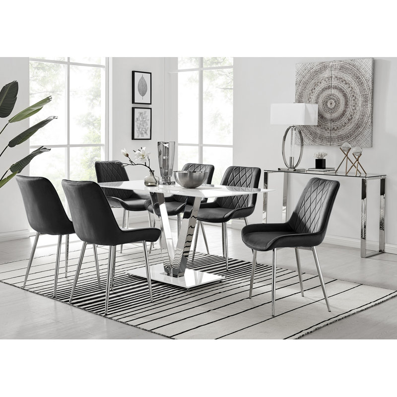 Scottsmoor 6 - Person Dining Set, Gray/Silver, Gray, Black/Silver