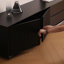 Meuble télé moderne en bois massif noir-1441761567
