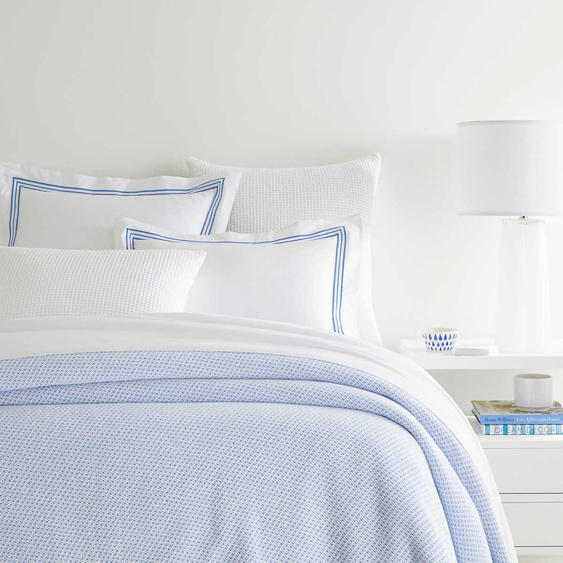 Quinn Cotton Blanket, Blue, Twin/Twin XL Blanket