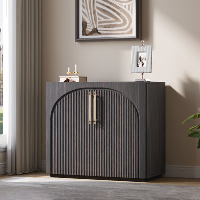 Buffet arqué cannelé de 31,42 po avec tablettes réglables, buffet moderne avec rangement pour salle à manger et cuisine