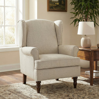 Fauteuil à oreilles de 29 po de large avec pieds en bois massif Aiddan