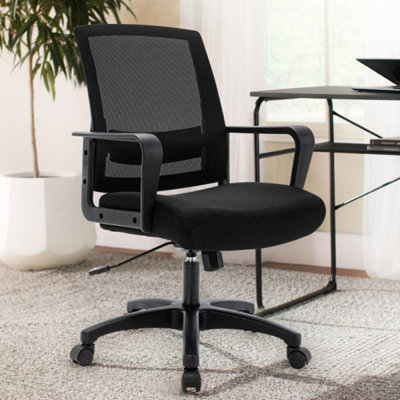 Chaise de travail en filet avec accoudoirs noir