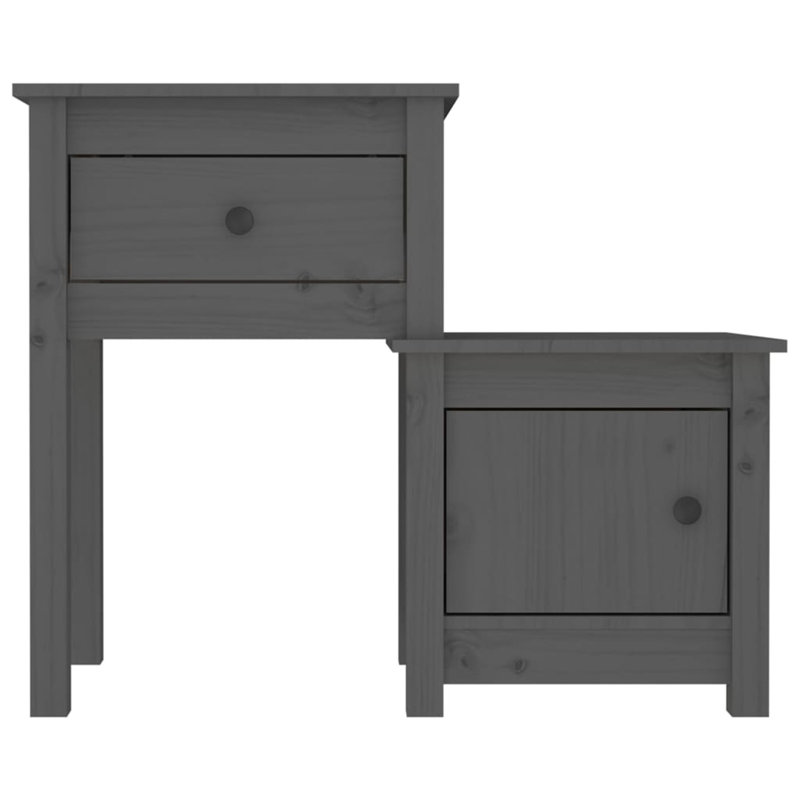 Bedside Cabinet 79,5x38x65,5 cm Solid Wood Pine, Grey, Set of 2