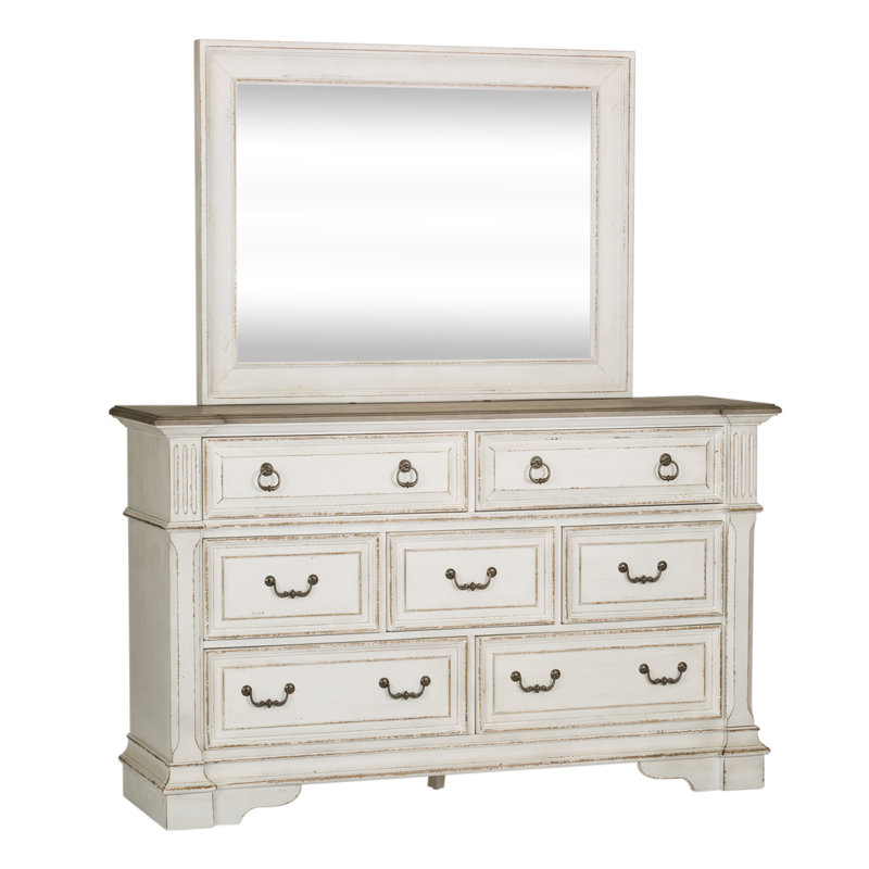 Exmouth 7 Drawer 66" W Double Dresser with Mirror