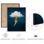 Ensemble 2 pièces d'art mural nuage orage - foudre dorée et pluie sur ciel bleu marine-112374807-112374806