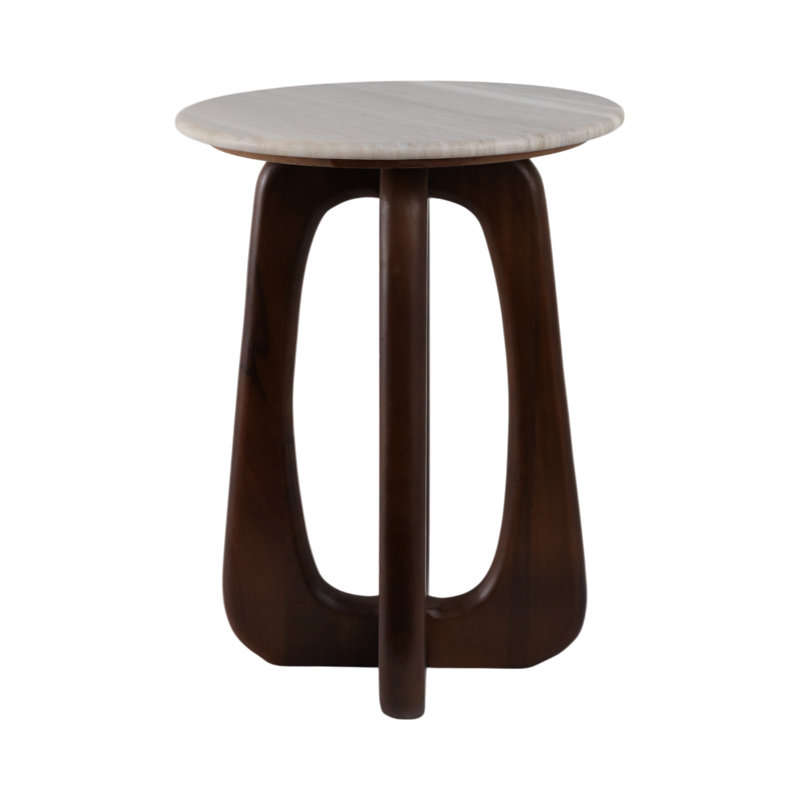 20X15" Marble Top Accent Table, Brown, Beige