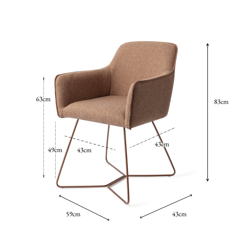Dashall 49cm H Polyester Upholstered Metal Side Chair in Brown