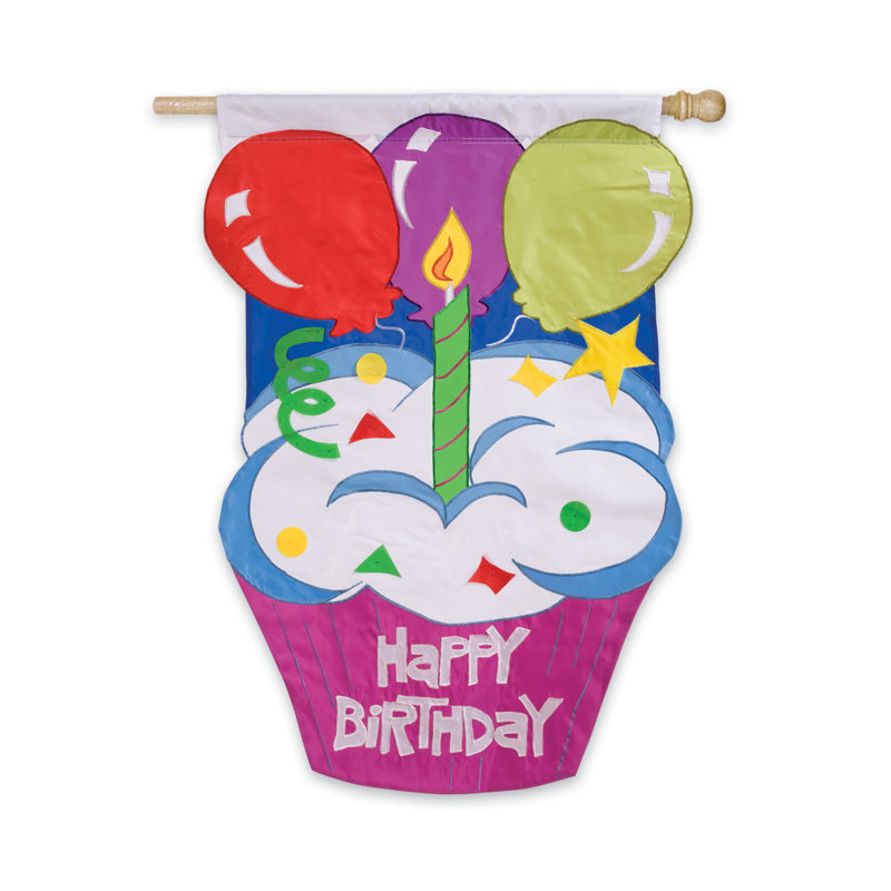 Drapeau de jardin en nylon à 2 côtés «Happy Birthday»