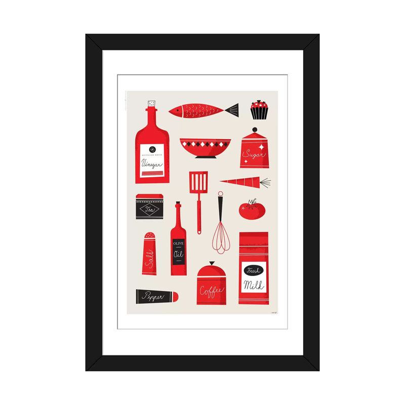 «Kitchen Art», impression sur toile, H 26 po x l 18 po x P 1,5 po, Papier d'art encadré noir, Blanc