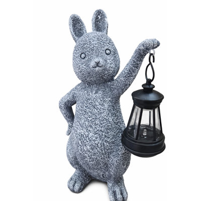 Solar Rabbit Garden Statue with Lantern
