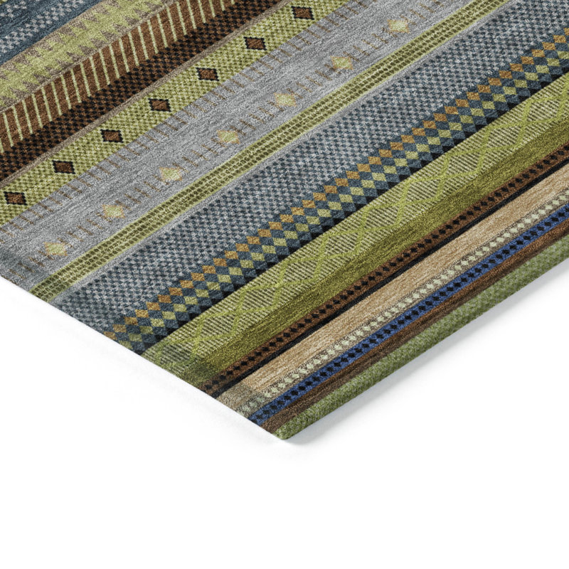 Tapis rayé intérieur / extérieur lavable à la machine Husby ACN2218, Tapis de couloir 2 pi 3 po x 7 pi 6 po