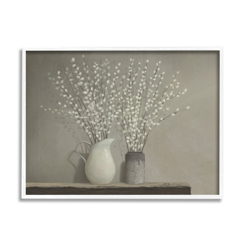 «Beautiful Willow Flower Neutral Peinture», impression sur toile, H 24 po x l 30 po x P 1,5 po