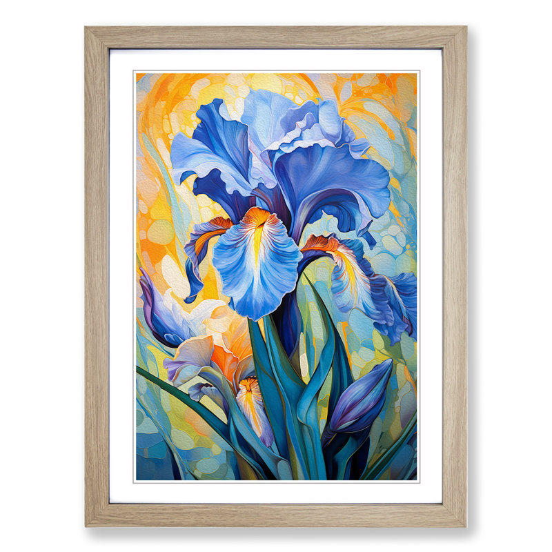 Iris Flower Dadaism No.2 - Framed Print, 34cm H x 25cm W x 2cm D, Oak Framed
