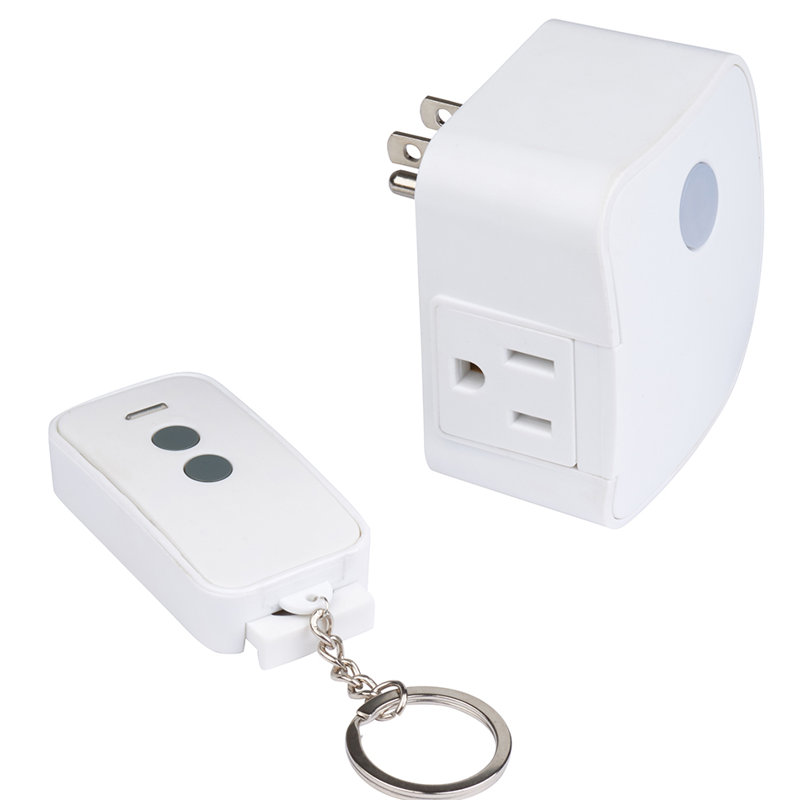 White Indoor Wireless Remote Control System with Single Grounded Outlet