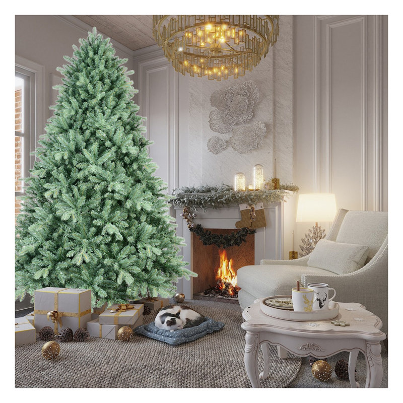 Arbre de Noël 7,5 pi avec teinte bleu vert et 2908 pointes PE + PVC - Branches articulées