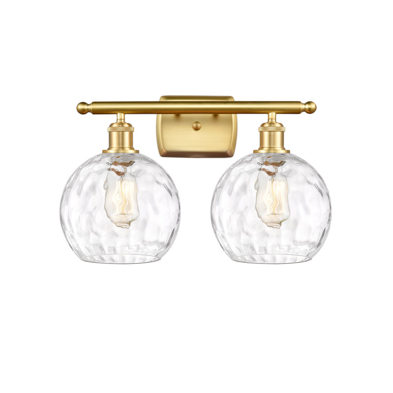 Éclairage pour meuble-lavabo en laiton antique à 2 lumières Cindi, DEL, Or satiné