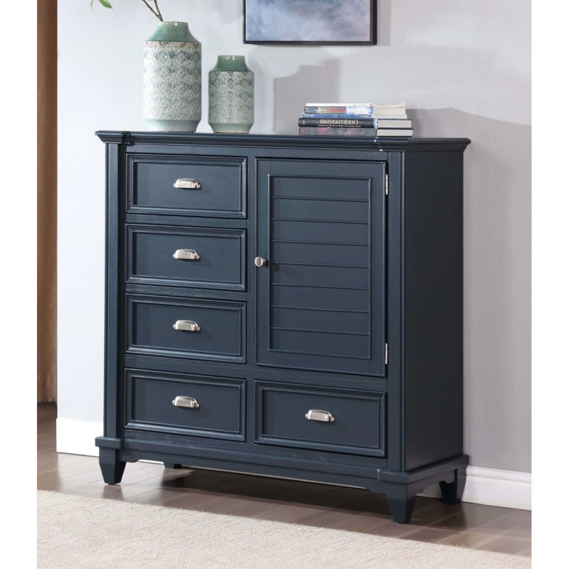 Mobilier de chambre à coucher avec poignées rondes en ardoise de style transitionnel 1pc
