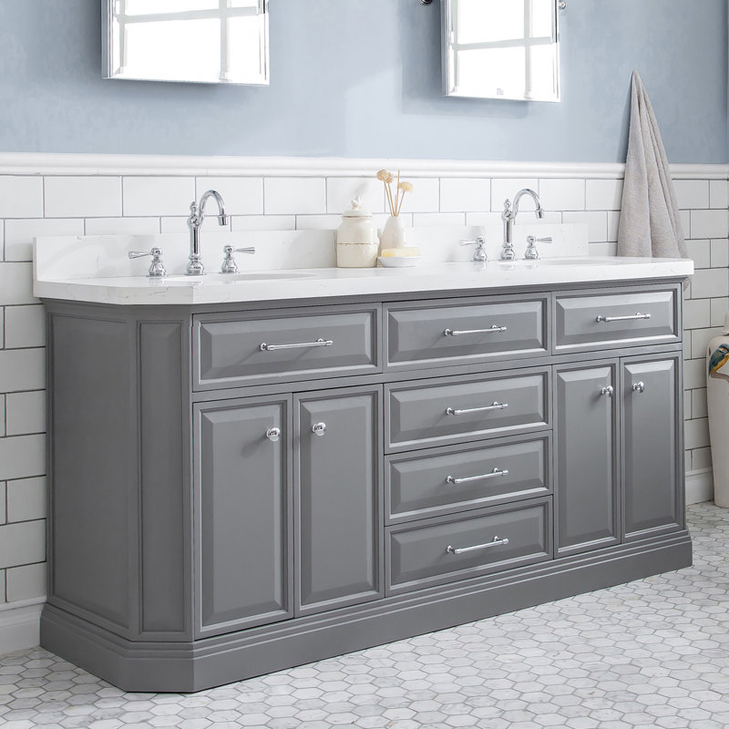 Palace 72'' W Double Vanity, Cashmere Gray, Polished Chrome