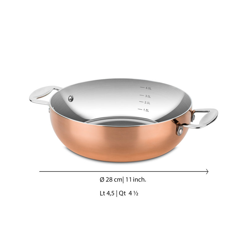 TOSCANA Saute Pan 2 Handles with Lid Cm 28 Copper