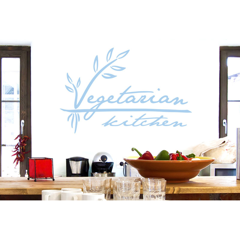 Vegetarian Kitchen Wall Sticker, Light Blue, Medium
