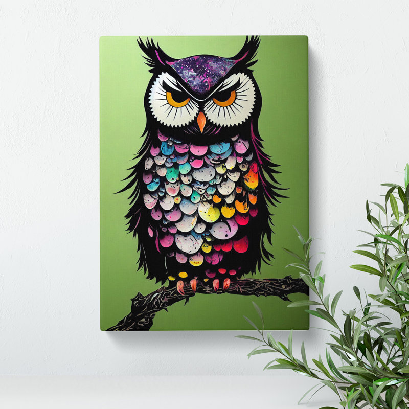 Owl Paint Splash No.4 Abstract - Wrapped Canvas Print, 50cm H x 35cm W x 3cm D