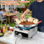 Poêle à brûleur simple 200 000 BTU Arc avec ensemble Comada Discada de 20 po 7 pièces, ensemble de cuisson extérieur, grande plaque chauffante en acier inoxydable pour faire frire le camping, couvercle en forme de dôme, support de cuisson, pinces