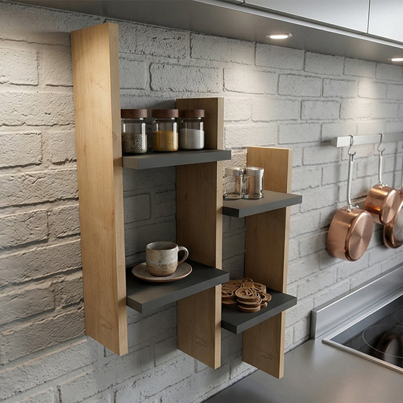 Elowen Geometric Multilevel Floating Shelf