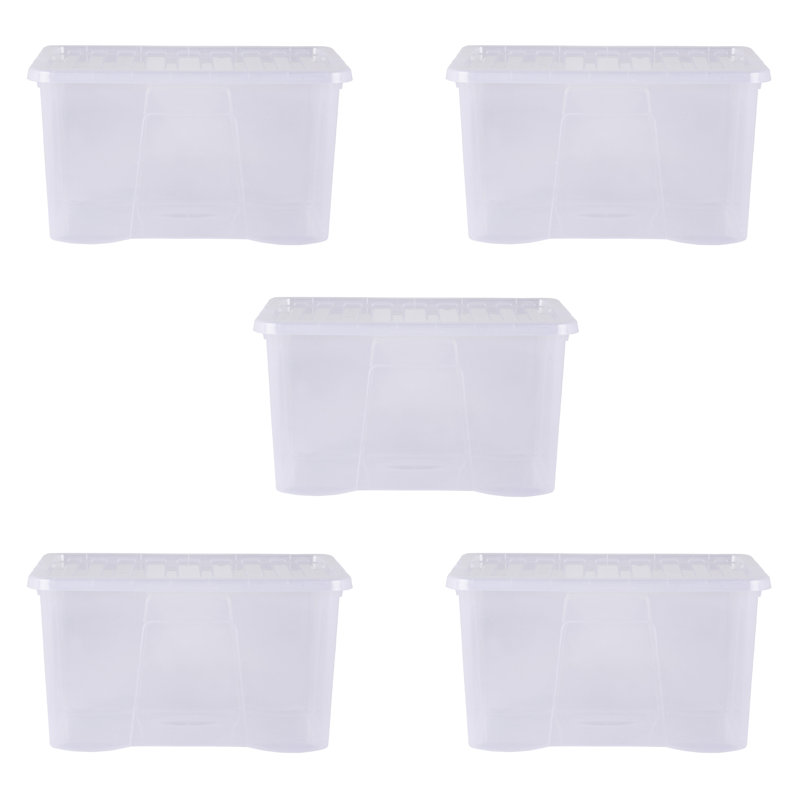Wham Crystal 60L Plastic Storage Box Pack of 10 Clear