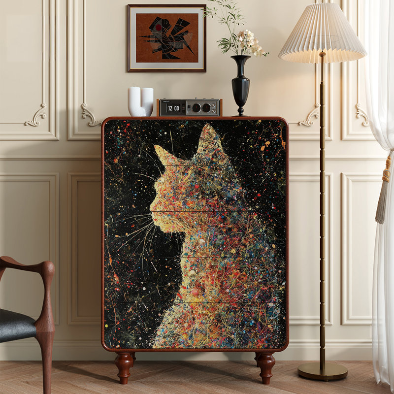 Commode 5 tiroirs Whimsical Cat Design