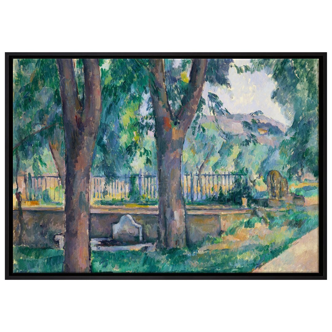 Gerahmter Kunstdruck Leinwandbild Das Becken beim Jas de Bouffan von Paul Cézanne