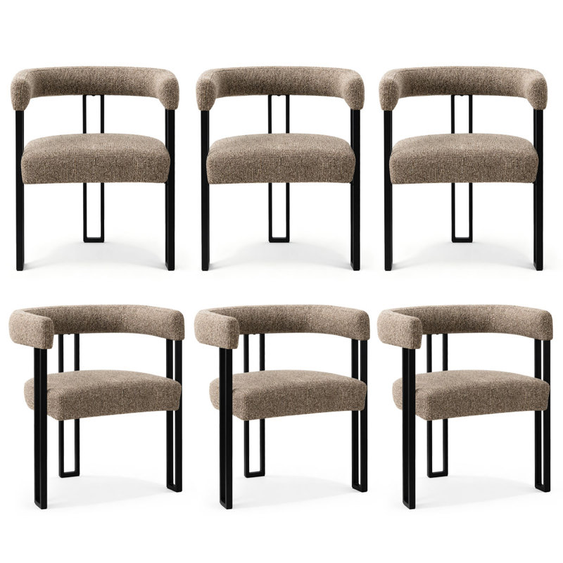 Desai 18" Seat Height Upholstered Dining Armchair (Set of 6), Brown