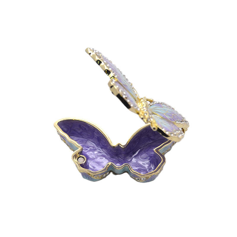 Boîte à bijoux décorative en papillon avec cristaux autrichiens