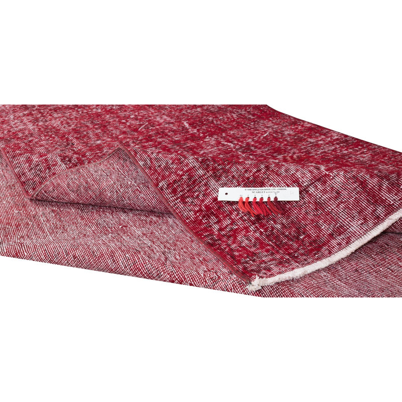 Tapis turc fait à la main de 5,3 x 8,6 pi teint en rouge pour une maison et un bureau modernes