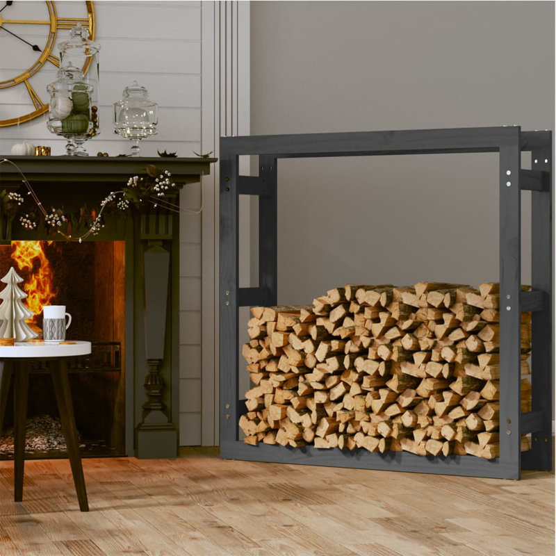 100cm W Solid Wood Log Rack, Gray
