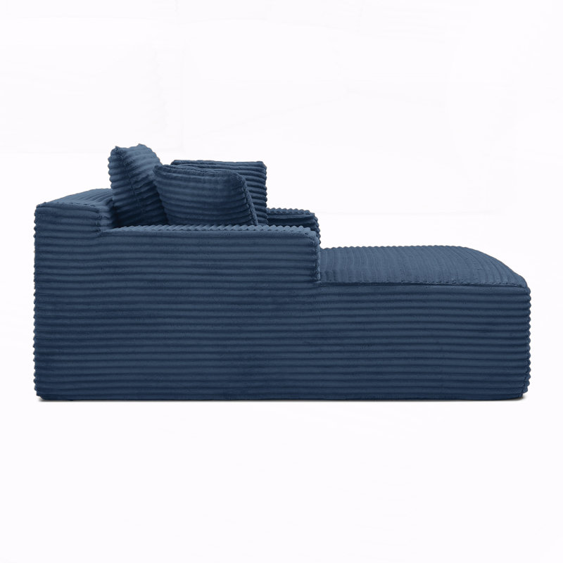 Fauteuil méridienne surdimensionné pour salon et chambre, accoudoirs larges, tissu velours côtelé, mousse haute densité, aucun assemblage requis