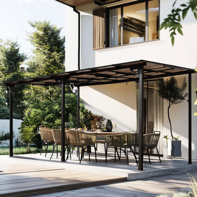 Large Outdoor 10' X 14' Gazebo Awning, Metal Pergola For Patio, Deck, Backyard, 30-35Mph Wind Resistance, Heavy Duty - Backyard