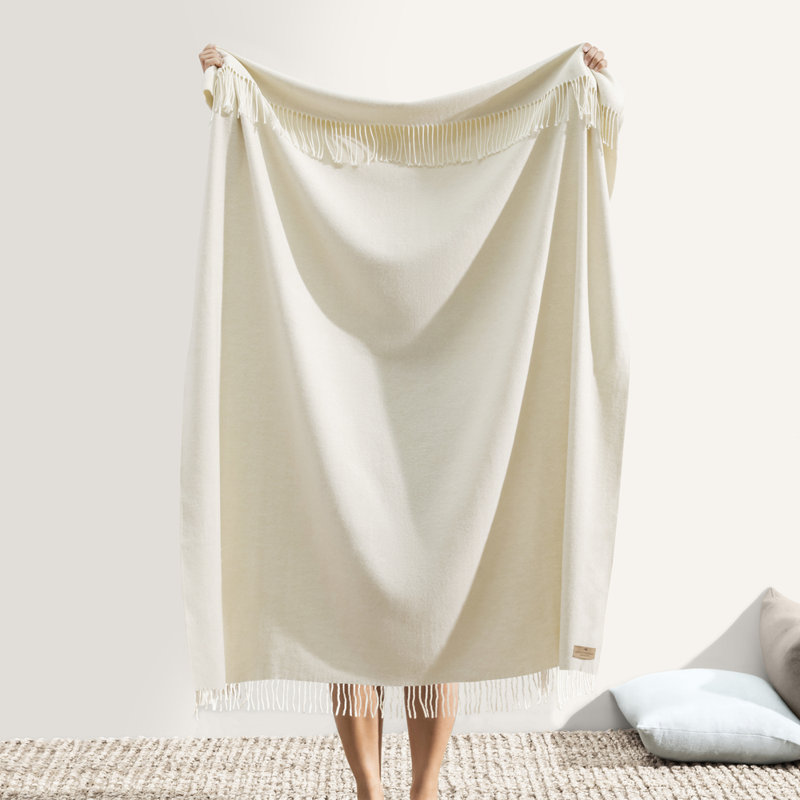 Italian Herringbone Throw Blanket, Birch